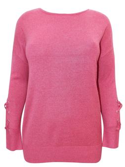 22 24 26 28 Taglie Forti Rosa Lungo Maglia Girocollo Jumper 