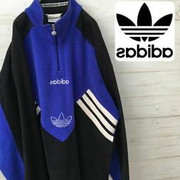 Adidas 90S Giacca IN Pile Mezza Zip Vintage Manica Lunga War