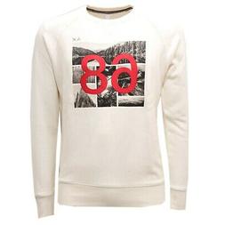 9816AC felpa uomo SUN68 cotton ivory vintage print sweatshir