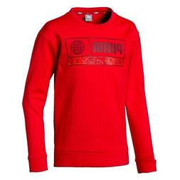 Puma Alpha Graphic Crew Felpa Rossa in Cotone da Bambino 580