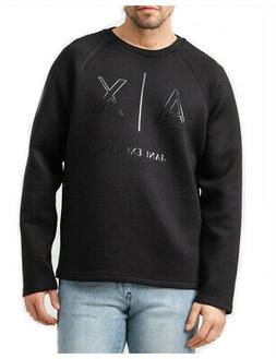 ARMANI EXCHANGE felpa uomo blu scuro loose fit  girocollo lo