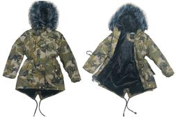 Bambina Giacca con Cappuccio Militare Ragazze Mimetico Nuovo