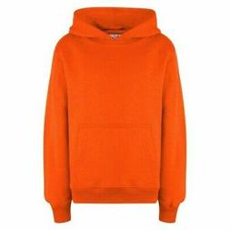 Bambine Ragazzi Felpa Top Tinta Unita Arancione Neon con Cap