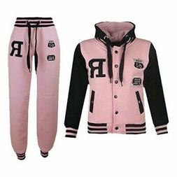 Bambine Ragazzo con Cappuccio Baseball Varsity Rosa Confetto