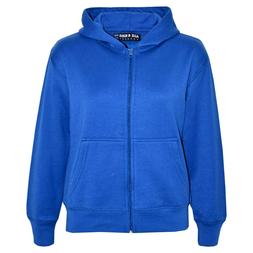 Bambine Unisex Semplice Pile Blu Reale Felpa con Cappuccio Z