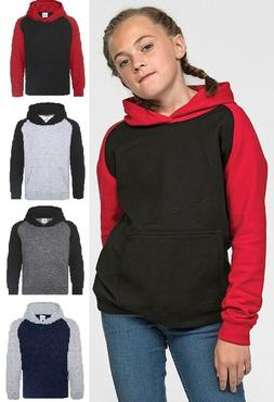 Awdis Bambini Baseball Casual Manica Lunga Felpa con Cappucc