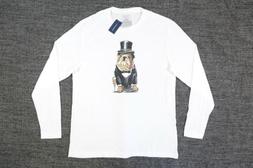 Club Room Bianco Grande Cane Bulldog Cilindro Divertente Hum