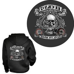 Biker Giacca Cappuccio Felpa con Zip e Moto Classic Chopper 