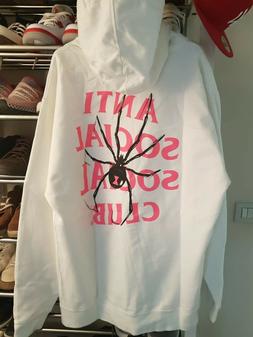 Anti social social club bitter hoodie, white/hot pink, L, ne