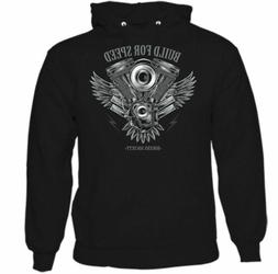 Built For Speed Uomo Motociclista Motore Felpa con Cappuccio