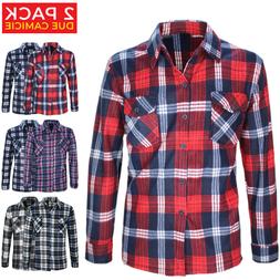 Camicia Uomo In Pile 2 Pack Flanella a Quadri Felpa Taschino