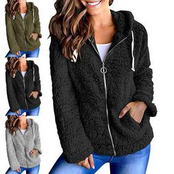 Cappotto Giacca Oversize Felpa con Cappuccio Zip Casual Cald