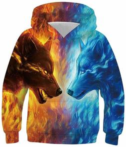 Con Cappuccio 3d 11-14 Anni, Fire Wolf
