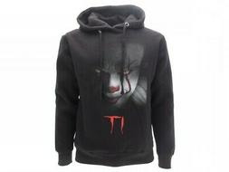 CLOWN IT Felpa Cappuccio Nera FACCIA Sorriso Originale Steph