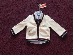 COMPLETO BIMBO 6-9 MESI CAMICIA CARDIGAN FELPA AZZURRO LATTE