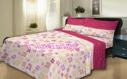 Completo Lenzuola Flanella Felpate Dis Farfalle Tessuto 100%