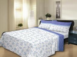 Completo Lenzuola Flanella Felpate Dis Fiori 100% Cotone anc