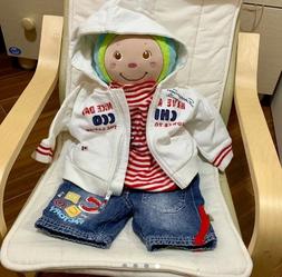 Completo neonato Chicco in cotone 1-3 mesi: felpa, body, jea