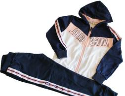 Completo tuta felpa 2 pezzi cappuccio bambina jogging legger