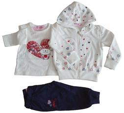COMPLETO TUTA JOGGING NEONATA BAMBINA COTONE 3 PEZZI GARZATA