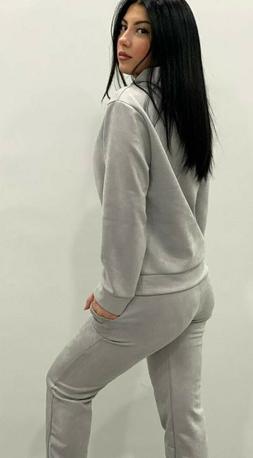 Coordinato Tuta donna Scamosciata grigio argento maglia  fel