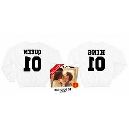 COPPIA FELPA GIROCOLLO KING E QUEEN NUMERI IDEA REGALO SAN V
