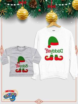 Felpa Uomo + Neonata Natalizia Natale Padre Pap&agrave; Figlia Elf