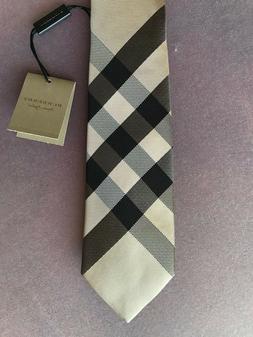 Cravatta uomo Burberry Check tie silk seta 7 cm beige classi