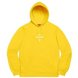 Supreme cross box logo hoodie - Lemon/Yellow , size M, mai i
