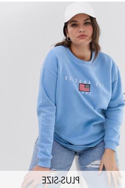 Da Donna Taglie Forti Felpa Con Los Angeles Ricamo Donna Fel