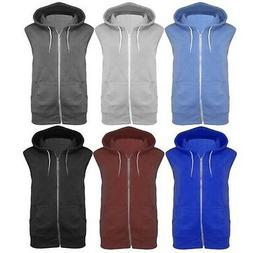 Da Uomo Senza Maniche Cappuccio Zip Felpa Con Casual Gilet G