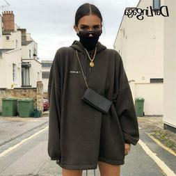 Darlingaga Streetwear Winter Patchwork Oversized Hoodie Casu