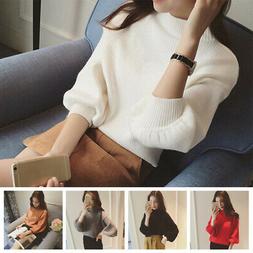 Collo Alto Manica Lunga Maglia Caldo Pullover