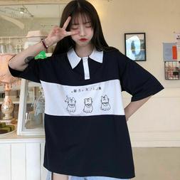 Donna Bambina Camicia T-Shirt Maglione Felpa Giapponese Top 