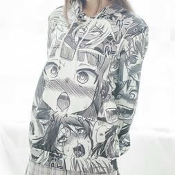 Donna Bambina Felpa con Cappuccio Stampato Top Giapponese Ha