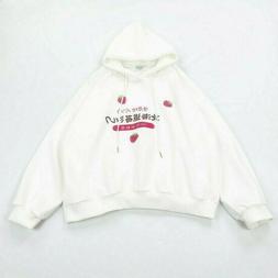 Donna Bambina Fragola Felpa con Cappuccio Pullover Top Giapp