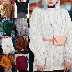 Donna Caldo Inverno Maglia Maglione Pullover Larga Felpa Mag