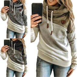 Donna collo Alto Pullover Felpa con Cappuccio Inverno Manica