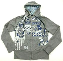 Disney Donna Felpa Cappuccio e Zip Intera Taglia S Metallico