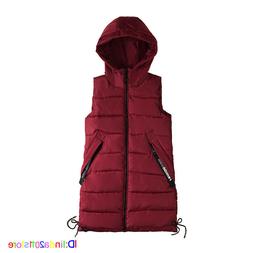 Donna Felpa con cappuccio Vest Waistcoat senza maniche Cappo