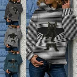 Donna Felpa Larga Nuovo Stampa Divertente con Cappuccio Pull
