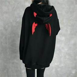 Donna Kawaii Felpa con Cappuccio Harajuku Demone Ali Punk Go