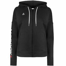Reebok Donna Linear Zip Felpa con Cappuccio Manica Lunga