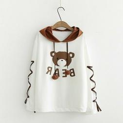 Donna Ragazza Larga Felpa Pullover Giapponese Top Felpa Orso