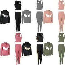 Donna Sport Felpa con Cerniera Maglietta Corta Reggiseno Leg