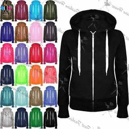 Donna Tinta Unita Cappuccio Con Zip Per Bambine Maglia Donna