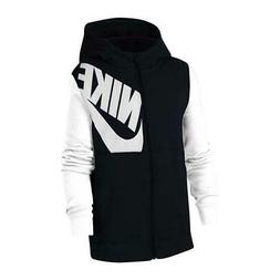 NIKE FELPA AIR HOODIE FZ - NERO/BIANCO - CU9221-010