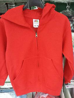 Fruit Of The Loom Felpa Bambino Zip Lunga con Cappuccio Ross