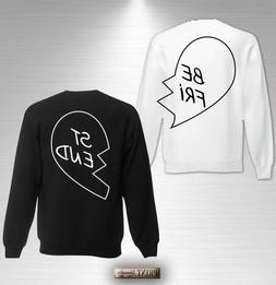 FELPA BEST FRIEND CUORE A META' Maglia Miglior Amico Amica C