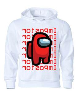 Felpa Bianca IMPOSTORE AMONG US MAGLIA internet videogame Ma